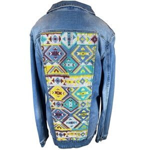 LuLaRoe Jaxon Denim Embroidered Jean Jacket